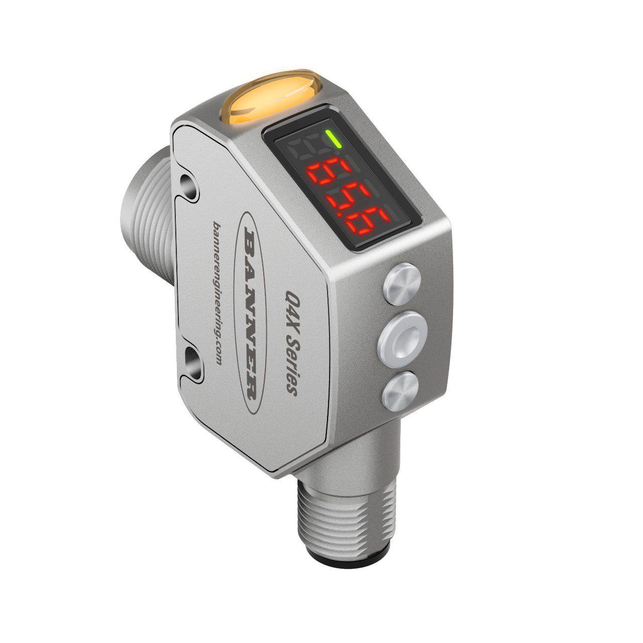 Banner Engineering Photoelectric Sensor; Adjustable-Field Background Suppression; Rectangular; 300mm Range; 10-30VDC; 4-20mA; LO/DO Configurable; M12 QD